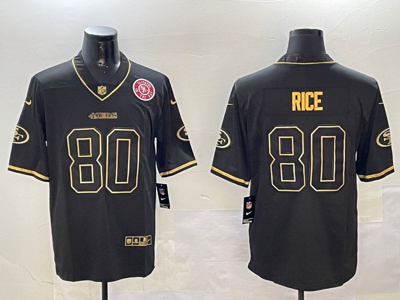 Men San Francisco 49ers #80 Rice Black Gold Throwback 2024 Nike Limited NFL Jersey style 4->san francisco 49ers->NFL Jersey
